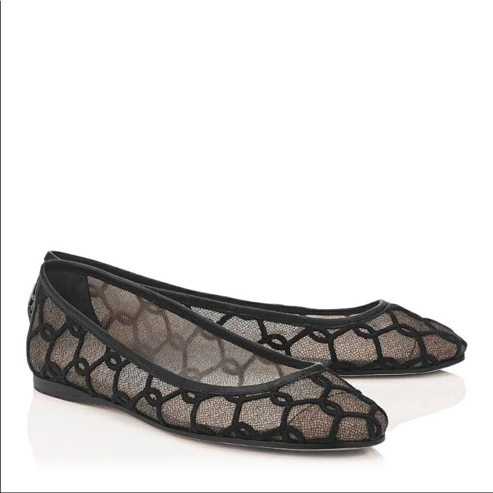 Jimmy Choo Mesh Black Flat sz 7.5 but run SMALL